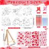 Pajean 28 Sets Valentines Day Gifts Watercolor Paint Set with Paintbrush Wooden Easel Mini Painting Canvas Panel Valentines Craft Exchange Gifts for Paint and Sip Supplies (Dinosaur) view 3