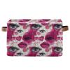 Sgojhrv Foldable Storage Basket Rose-pink Hearts Eye, Collapsible Stackable Organizer Bins with PE Waterproof Liner and PU Handles for Cupboard Shelves Bedroom Bathroom and Car Trunk 2 Pack view 1