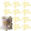 10 PCS Gold Acrylic Happy Birthday Cake Topper, Acrylic Cupcake Toppers, Gold Birthday Decoration Sign for DIY Cake Decor Party Supplies Celebrating Anniversary Party Wedding view 1
