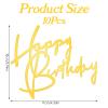 10 PCS Gold Acrylic Happy Birthday Cake Topper, Acrylic Cupcake Toppers, Gold Birthday Decoration Sign for DIY Cake Decor Party Supplies Celebrating Anniversary Party Wedding view 2