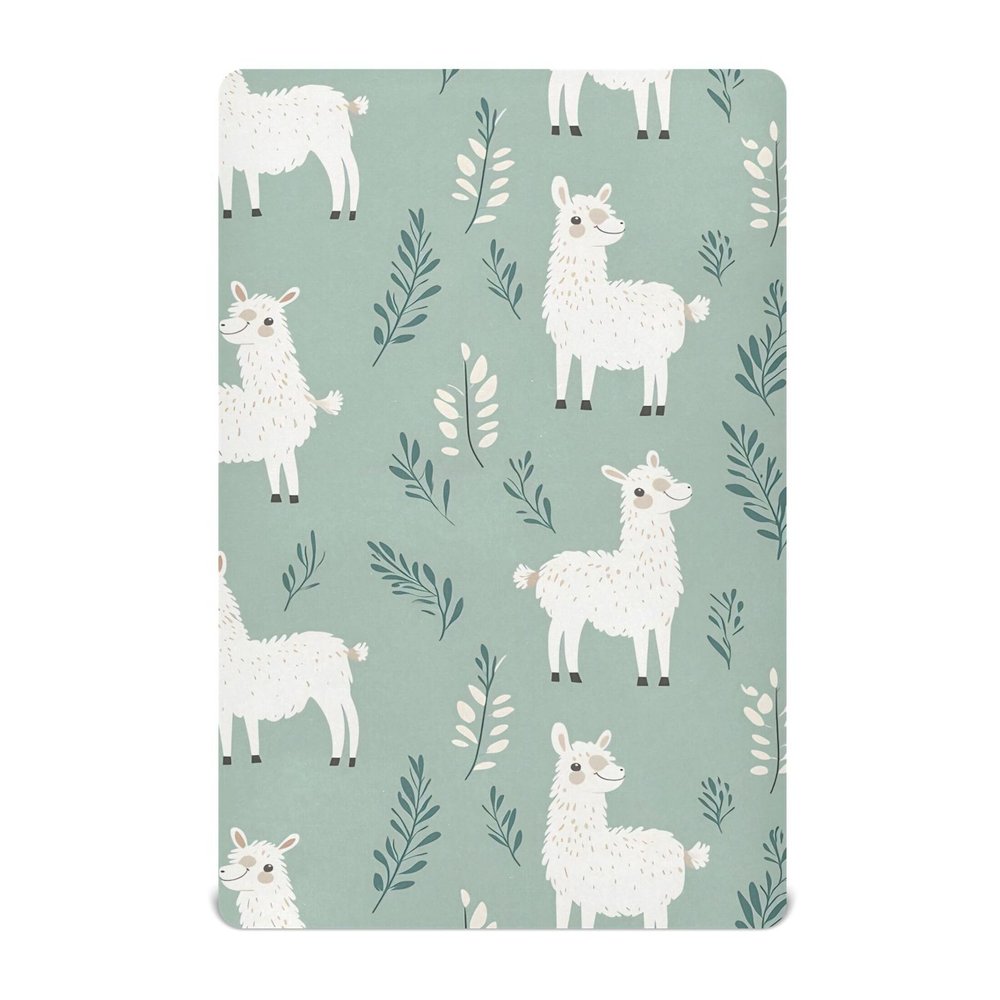 Grgvtei Crib Sheets for Boys Girls Cute Alpaca and Plants Soft & Breathable Standard Size Crib and Toddler Mattress, 39 x 27 in Playard Sheet
