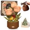 Magic Watering Can Flower Building Blocks Set, Remote Control Automatic Rose Bloom, 255 PCS Artificial Mechanical Flower Kit with Lights & Sound, Creative Botanical Block Decor for Home Gift (1pc) view 1