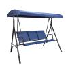 3-Seat Comfortable Swing Bench-Style Seat with Removable Cushion Outdoor Swing Cushioned Seat Adjustable Tilt Canopy for Poolside Balcony Backyard view 1