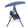 3-Seat Comfortable Swing Bench-Style Seat with Removable Cushion Outdoor Swing Cushioned Seat Adjustable Tilt Canopy for Poolside Balcony Backyard view 2