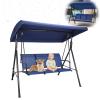 3-Seat Comfortable Swing Bench-Style Seat with Removable Cushion Outdoor Swing Cushioned Seat Adjustable Tilt Canopy for Poolside Balcony Backyard view 3