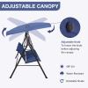 3-Seat Comfortable Swing Bench-Style Seat with Removable Cushion Outdoor Swing Cushioned Seat Adjustable Tilt Canopy for Poolside Balcony Backyard view 4