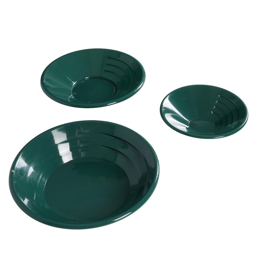 goodstumbler Gold Panning Kit 3PCS, 10.43/13.98/14.96 Inch Green ABS Prospecting Pans, Lightweight Durable for Alluvial Gold Mining Beginners & Pros