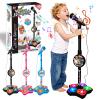 The All-in-One Microphone Toy, Kids Microphone with Stand Adjustable, Speaker & Led Lights, Fun Standing Karaoke Microphone - Move to Play & Echo Effect, for Phones/MP3/Tablets, (Black) view 1