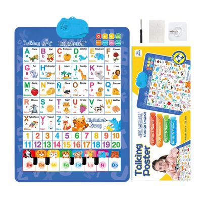 Bilingual Talking Wall Chart for Kids | Audio Wall Alphabet Poster for Kids | English & Spanish Learning Poster with Piano & Songs | Electronic Interactive Alphabet Walls Chart for Boys & Girls