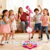 The All-in-One Microphone Toy, Kids Microphone with Stand Adjustable, Speaker & Led Lights, Fun Standing Karaoke Microphone - Move to Play & Echo Effect, for Phones/MP3/Tablets, (Pink) view 3