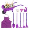 Jiabailie Gardening Tool Set, 10-Piece Gardening Tool Set,Wheelbarrow Set, Backyard Garden Play, Summer Outdoor Yard Digging and Weeding with Watering Can, Shovel, and Leaf Rake (Purple) view 1
