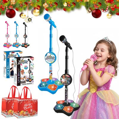 The All-in-One Microphone Toy, 2026 New Kids Karaoke Machine Toys with Adjustable Stand, Colorful Lights, and Echo Effect, for Boys and Girls Christmas Birthday (2PCS C)