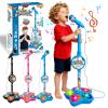 The All-in-One Microphone Toy, Kids Microphone with Stand Adjustable, Speaker & Led Lights, Fun Standing Karaoke Microphone - Move to Play & Echo Effect, for Phones/MP3/Tablets, (Blue) view 1
