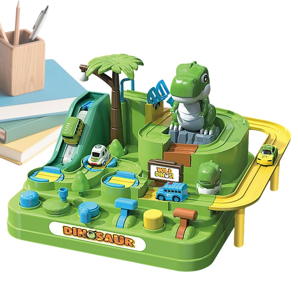 Jungle Dinosaur Adventure,Dinosaur Train Sliding Game,Car Track Toy,Christmas Adventure Theme Racing Track for Kids Boys Girls Birthday Home School Kindergarten Floor