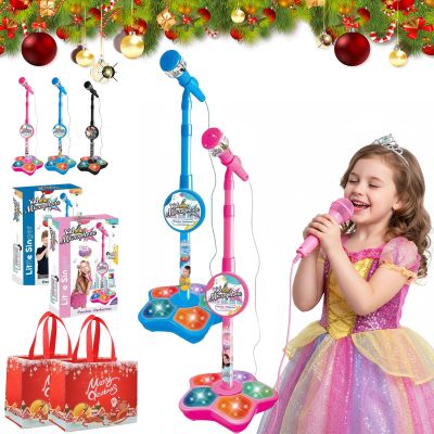 The All-in-One Microphone Toy, 2026 New Kids Karaoke Machine Toys with Adjustable Stand, Colorful Lights, and Echo Effect, for Boys and Girls Christmas Birthday (2PCS B)