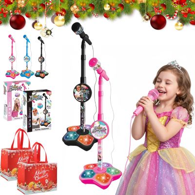 The All-in-One Microphone Toy, 2026 New Kids Karaoke Machine Toys with Adjustable Stand, Colorful Lights, and Echo Effect, for Boys and Girls Christmas Birthday (2PCS A)