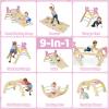 Costzon Pikler Triangle Set, 9-in-1 Foldable Baby Climbing Toys, Wood Montessori Climbing Set for Learning and Motor Skills, Indoor Playground Jungle Gym for Toddlers 3+ Climber Gifts (Pink) view 2