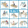 Costzon Pikler Triangle Set, 9-in-1 Foldable Baby Climbing Toys, Wood Montessori Climbing Set for Learning and Motor Skills, Indoor Playground Jungle Gym for Toddlers 3+ Climber Gifts (Blue) view 2
