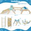 Costzon Pikler Triangle Set, 9-in-1 Foldable Baby Climbing Toys, Wood Montessori Climbing Set for Learning and Motor Skills, Indoor Playground Jungle Gym for Toddlers 3+ Climber Gifts (Blue) view 3