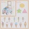 Wooden Ice Cream Cart Toy, Kids Pretend Play Food Stand, Blue and Pink Educational Toy with Magnetic Beads, Ice Cream Cones, Storage Shelf view 3