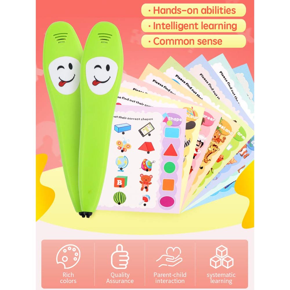 ASHATA Electronic English Book with Learning Pen Early Education Enlightenment Puzzle Reading Book (Colorful)