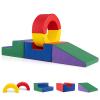 Costzon 5 Pieces Toddler Climbing Toys, Soft Play Climb & Crawl Playset for 12 Month+ Kids, Modular Indoor Gym with PU Leather Cover, Tunnel, Slide for Playroom, Nursery, Daycare (5, Rainbow) view 1