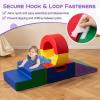 Costzon 5 Pieces Toddler Climbing Toys, Soft Play Climb & Crawl Playset for 12 Month+ Kids, Modular Indoor Gym with PU Leather Cover, Tunnel, Slide for Playroom, Nursery, Daycare (5, Rainbow) view 3