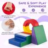Costzon 5 Pieces Toddler Climbing Toys, Soft Play Climb & Crawl Playset for 12 Month+ Kids, Modular Indoor Gym with PU Leather Cover, Tunnel, Slide for Playroom, Nursery, Daycare (5, Rainbow) view 4