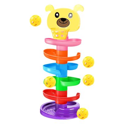 Ball Ramp Toys 6 Layer Stacking Tower Design, Smooth Track Rolling Action, Colorful Educational Playset for Early Skill Growth | Preschool Learning Games, Motor Development, Kids Activity