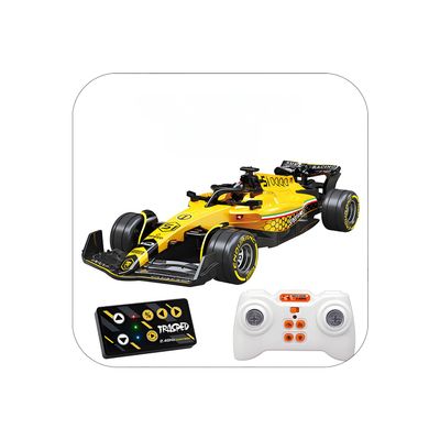 1:64 Scale Formula Racing RC Car, Die-Cast Metal Alloy, Red F1 Style, 2.4GHz Remote Control with LED Lights, 4.7" L x 1.97" W x 0.98" H (Yellow)