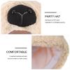 KESYOO Beige Sheep's Ears Plush Hat Faux Wool Fluffy Hat Cosplay Photography Accessory Warm Hat for Theme Parties and Daily Use view 4