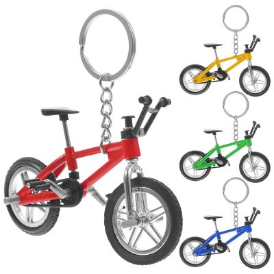 KESYOO Alloy Mini Mountain Bike Model Keychains Set of 4 Pieces Yellow Red Blue Green Realistic Finger Charms Suitable for Decoration and Collectors