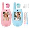 Video Walkie Talkies for Kids, Blue/Pink 2 Pack 1000 mAh Rechargeable Long Range Video walkie talkies, 3 Wearing Options Indoor Outdoor Toys for Family Games, Outside, Gifts for Boys Girls Ages 3-12 view 1