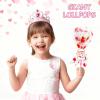 24 Pack Valentines Day Gifts for Kids Giant Lollipop-Shaped Stationery Set with Cards Pencils Stickers Erasers Rulers and Sharpeners for Kids Valentine's Day Classroom Exchange and School Party Favors view 3