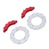 POENVFPO RC Car Brake Disc Caliper Set, Aluminum Alloy 3D Design for Realism Lightweight Anti Deformation with Simulated Caliper Components for RC Crawler Car Upgrade (Red) view 3