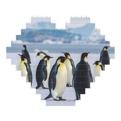 Custom Building Brick Block Puzzle Personalized Photo Puzzle Heart Shaped Penguins Puzzles 3D Micro Jigsaw Customized Gifts for Couples Wedding, Christmas Birthday Gifts for Men Women
