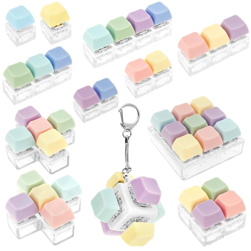 12Pcs Keypad Clicker Toy, Funny Cube Mechanical Keypad Button Decompression Keychain Toy Relieve Anxiety and Pressure(12Pcs)