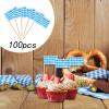 100 Oktoberfest Toothpick Flags, Cupcake Toppers, Mini Bavarian Flag Picks for Pub Party Supplies Festival Tableware Decorations view 4
