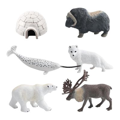 6X Simulation Animal Model Toy Mini Arctic Animals Figurine Party Toy Display