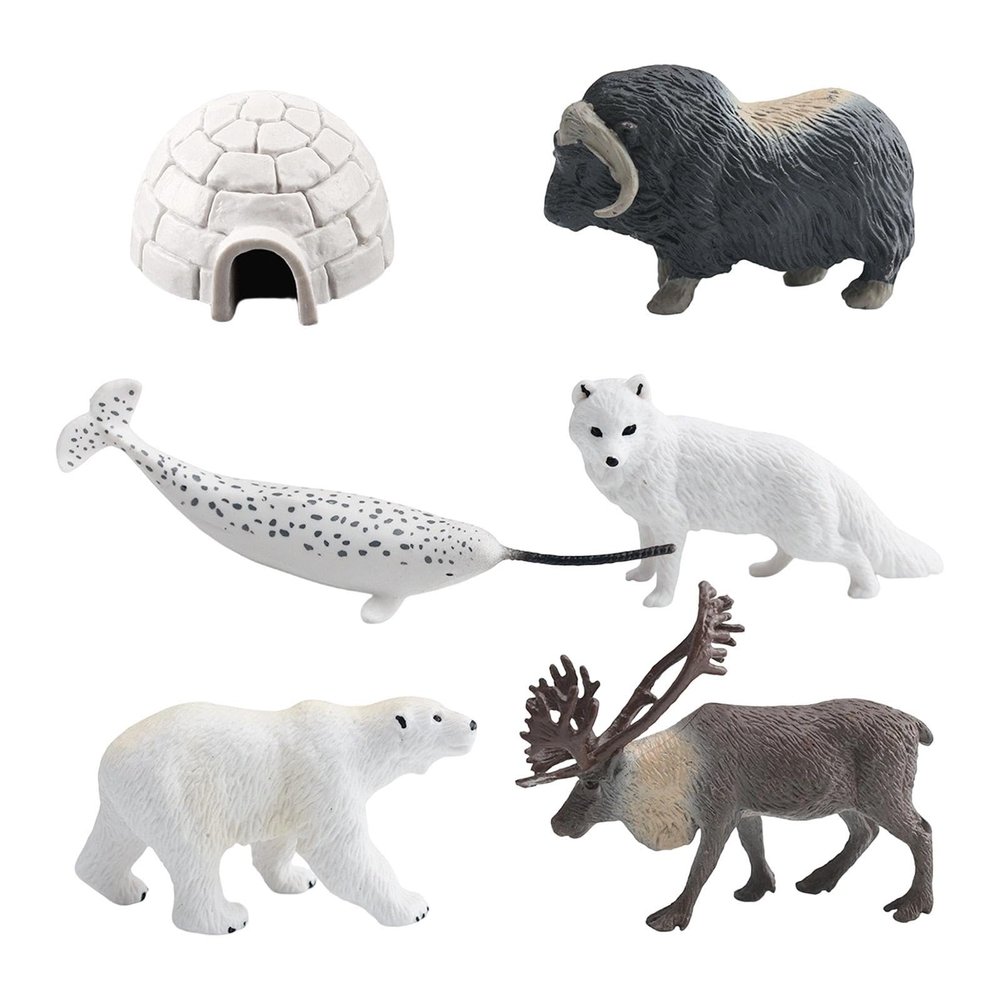 6X Simulation Animal Model Toy Mini Arctic Animals Figurine Party Toy Display