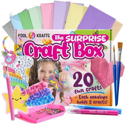 20 Arts & Crafts Kit for Girls  The Surprise Craft Box, All-Inclusive DIY Craft Set with 20 Fun Projects, Individually Packaged, Easy Step-by-Step Instructions, Creative Activity Gift for Kids