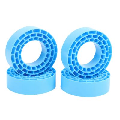 POENVFPO 4Pcs RC Tire Inserts, Silicone Double Layer Hollow Wheel Inserts, Improve Grip and Stability, 1.55inch Fit for Offroad RC Crawlers (Blue)