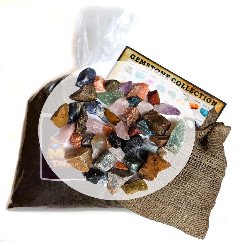 5 Pound Paydirt | Burlap Collection Bag | Gem Stones | Identification Card | Made in USA
