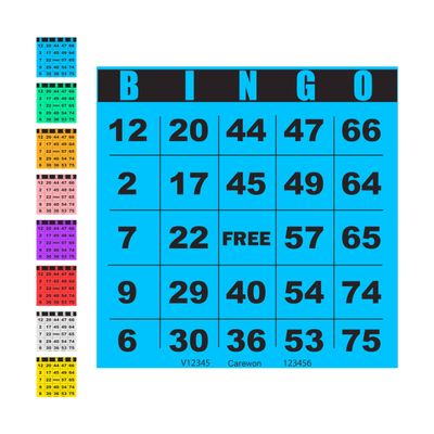 Carewon 100 Bingo Cards, Large 4.5" x 4.5", Blue (1 of 8 Colors), Paper Bingo Sheets, Disposable or Reusable for Daubers or Chips