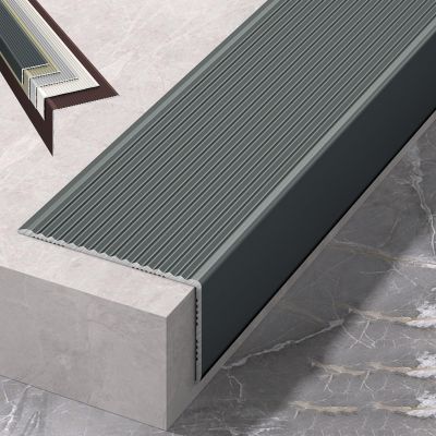 100 Cm Aluminum Stair Nosing, Transition Strip L-Shaped Floor Transition for Stairs, Stair Steps Edge Trim, for Tile/Wood/Laminate, Edge Protectors Decoration(Gray,3cm/1.18in)