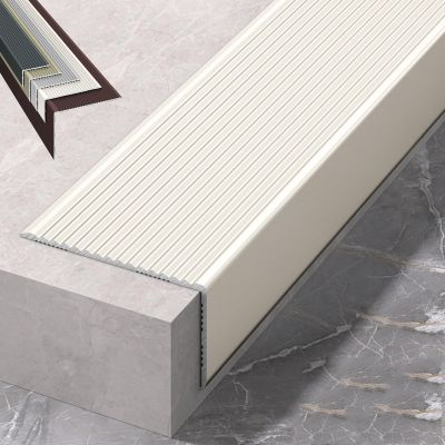 100 Cm Aluminum Stair Nosing, Transition Strip L-Shaped Floor Transition for Stairs, Stair Steps Edge Trim, for Tile/Wood/Laminate, Edge Protectors Decoration(White,5cm/1.96in)