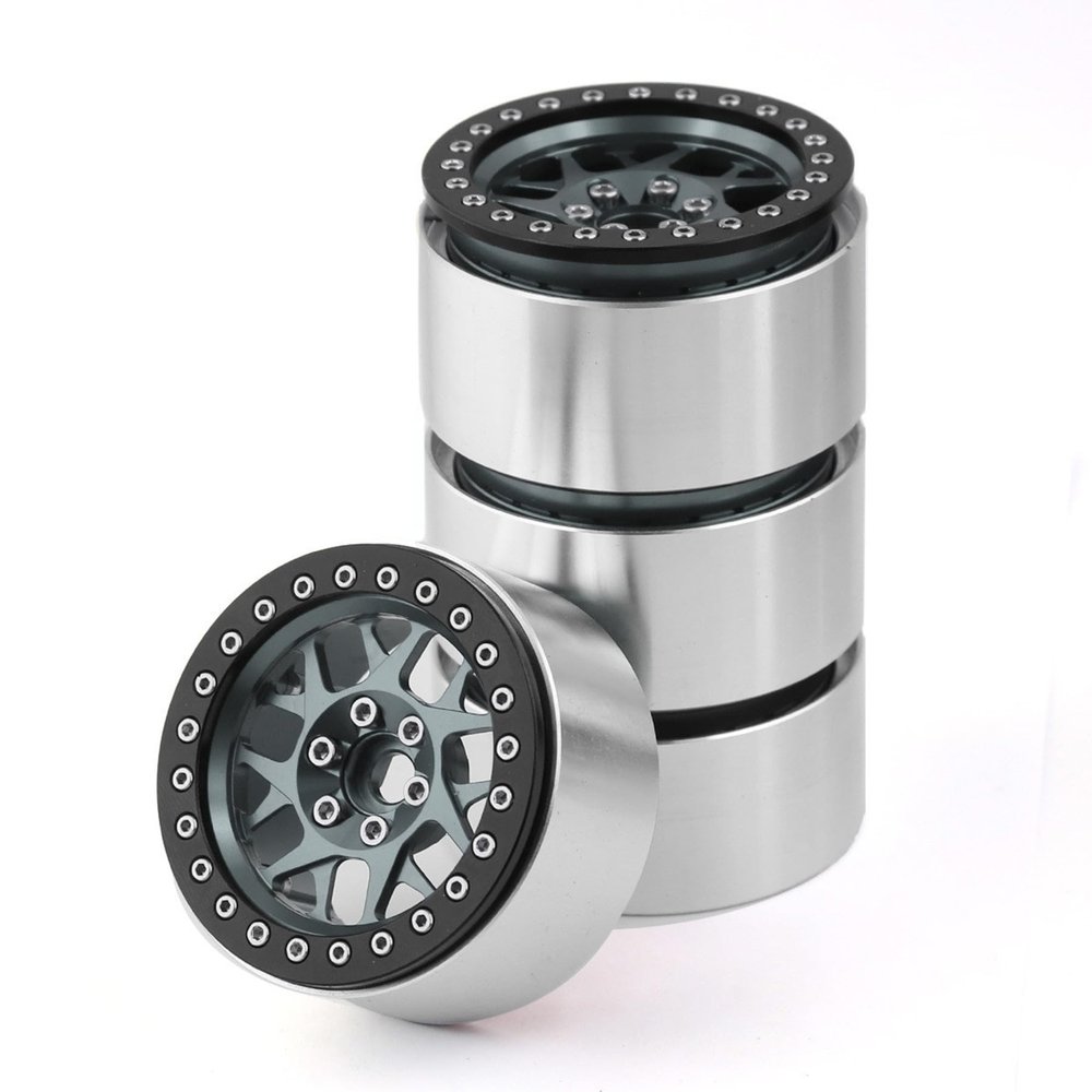 2.2" Alloy Beadlock Wheel Rims Metal Wheels Hub 12mm Hex for 1/10 RC Crawler Car Axial SCX10 RR10 Wraith 90048 Traxxas TRX4 TRX6(4pcs Titanium)