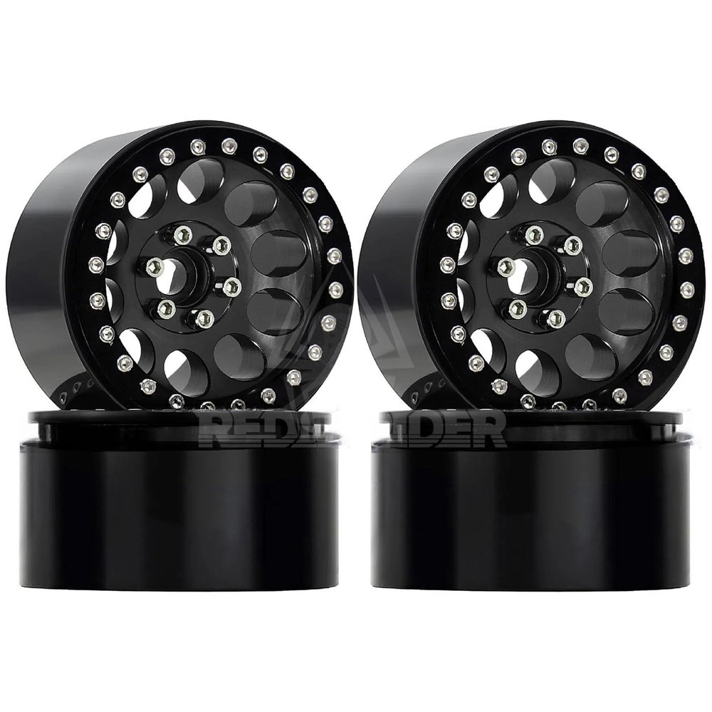 2.2" Beadlock Wheels Rim for 1/10 RC Axial SCX10 Wraith 90048 90018 RR10 TRX4 Crawler car(Black)