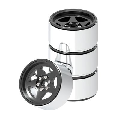 4pcs/Set 2.2 Inch Aluminum Alloy Beadlock Wheel Rim Hub Suit for 1:10 RC Crawler Axial SCX10 SCX10 II TRX4 RC4WD D90(2.2 inch-Black)