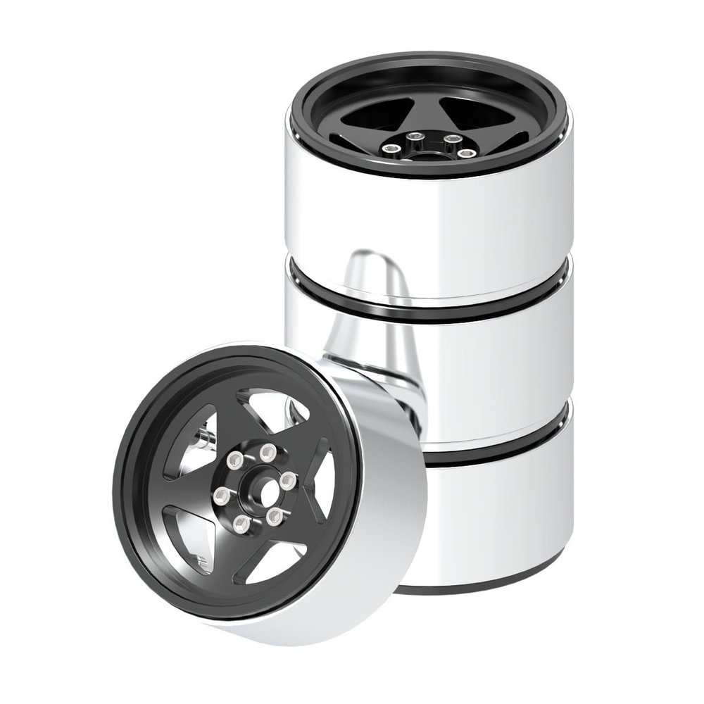 4pcs/Set 2.2 Inch Aluminum Alloy Beadlock Wheel Rim Hub Suit for 1:10 RC Crawler Axial SCX10 SCX10 II TRX4 RC4WD D90(2.2 inch-Black)
